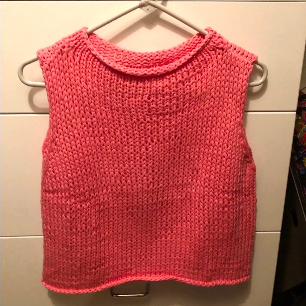 Hand Knit Pink Sleeveless Sweater